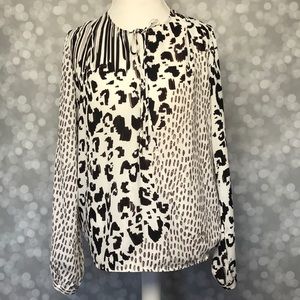 CAbi Long Sleeves Animal Print Wrap Top